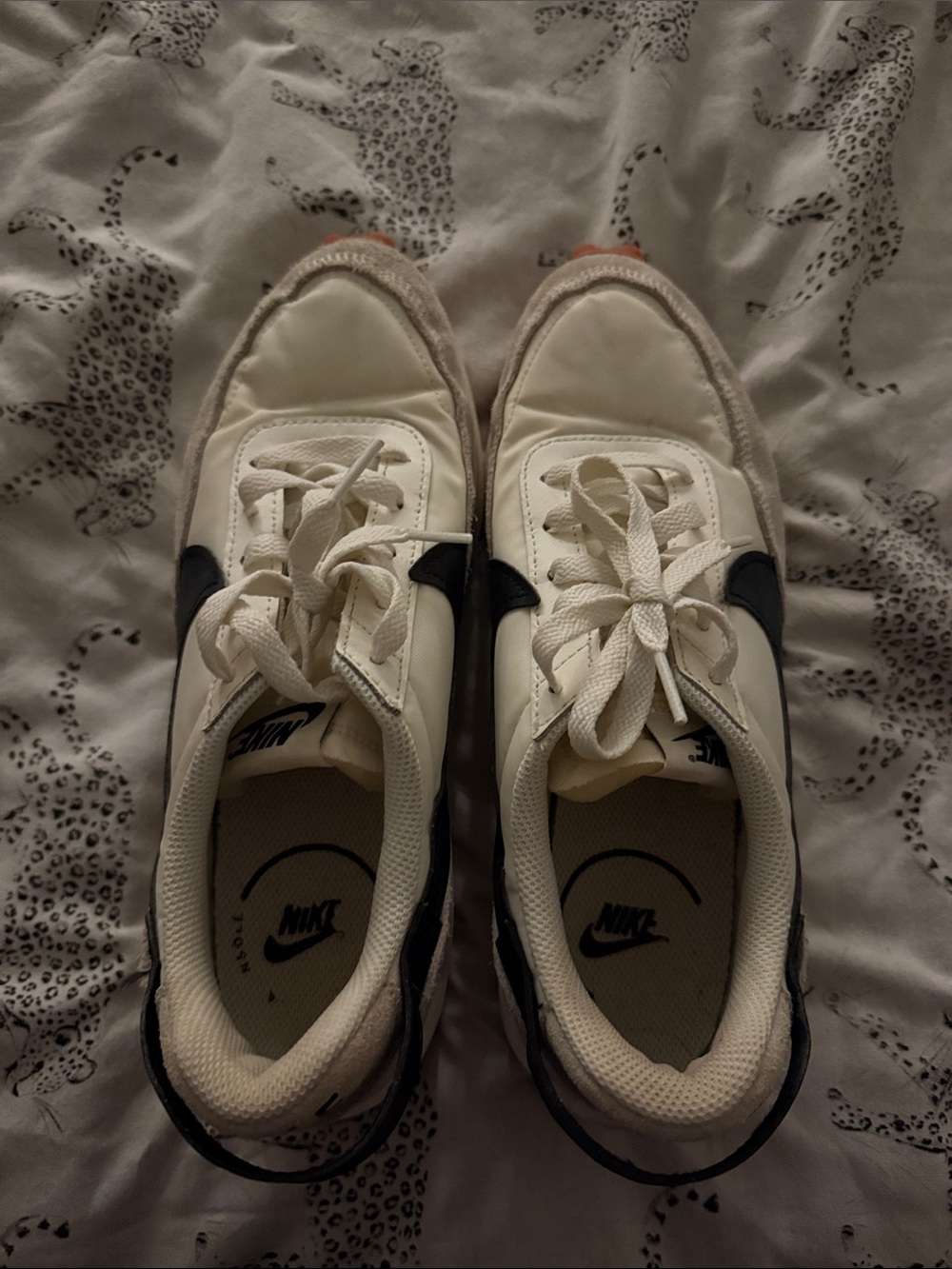 Nike Kids White Sneakers with Black Swoosh